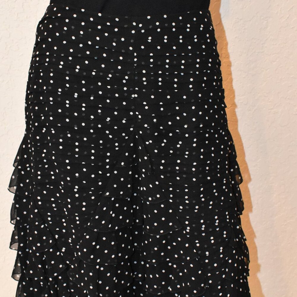 Vintage Luisa Spagnoli Black Polka dot Silk Skirt US 10